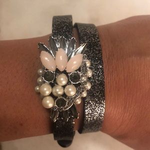 Pearl and Pave focal bracelet